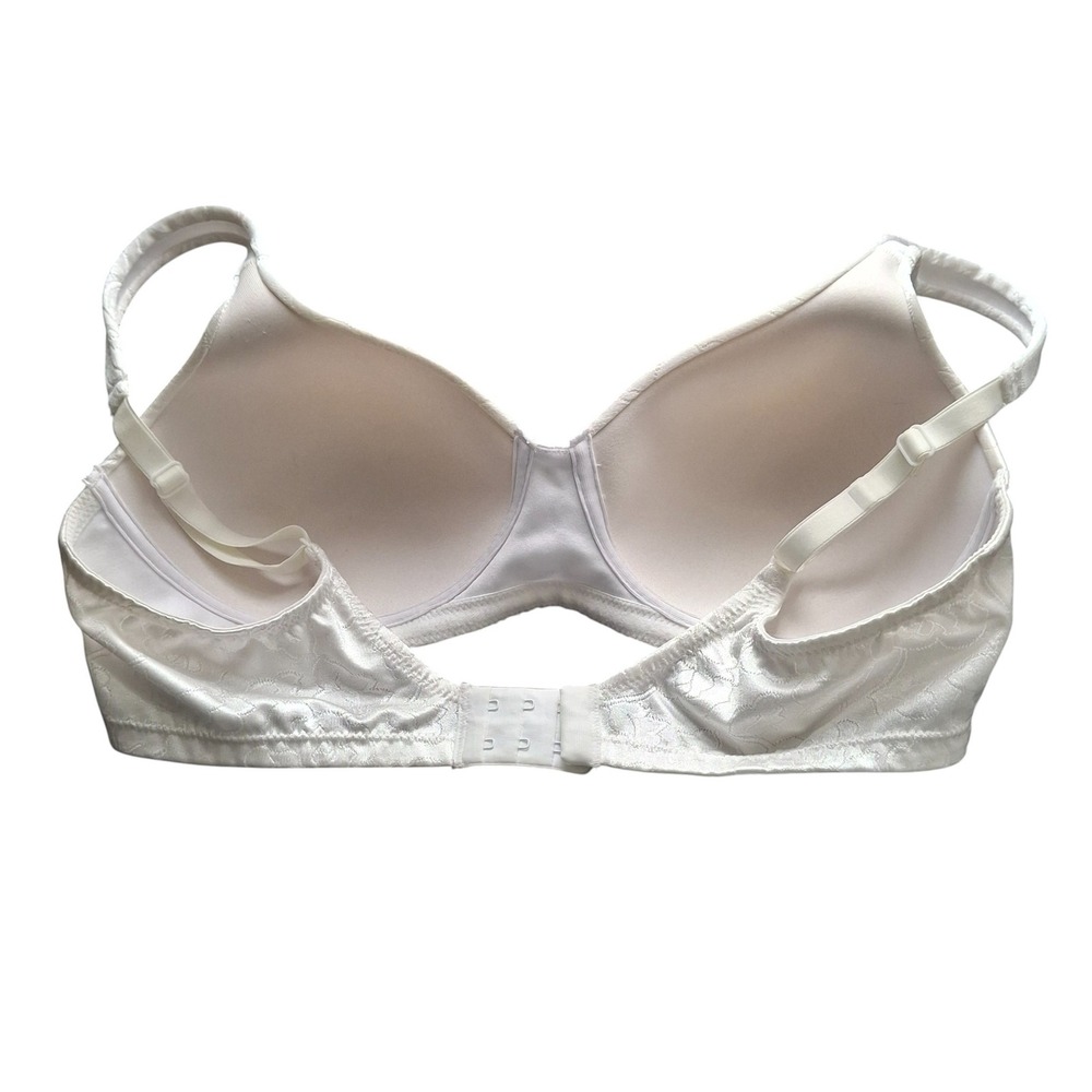 Vanity Fair Bra 36C White Floral Jacquard Underwire Smoothing Beauty Back 72297 - Picture 4 of 8